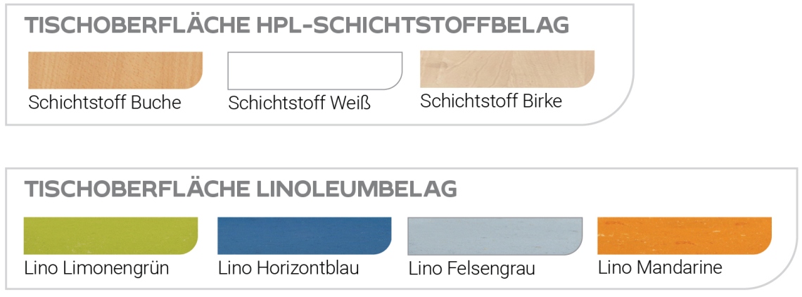 kindergarten tisch zargenlos zalotti Tischoberfläche Auswahl