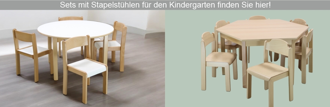 Hier gelangen Sie zu Sets mit Stapelstühlen für den Bereich Kindergarten