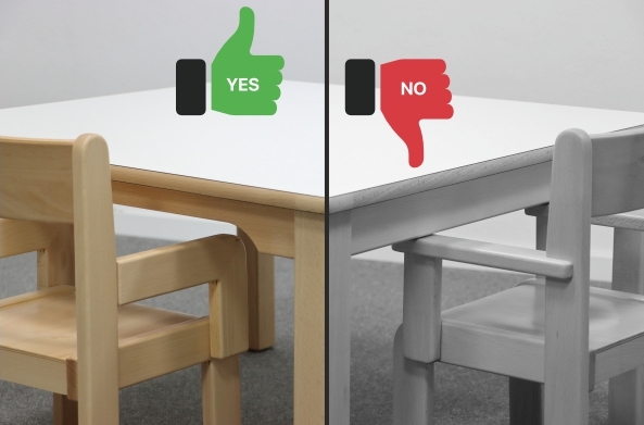 Keine eingeklemmten Finger aufgrund geschweifter Tischzarge