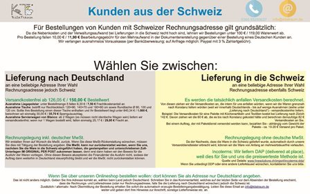 Lieferung Schweiz Infos