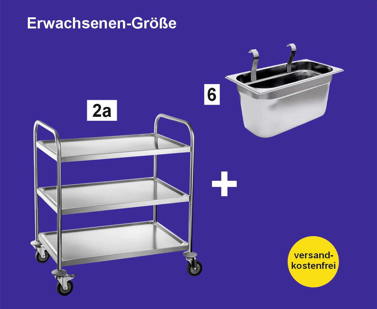 Servierwagen aus Edelstahl Erwachsenengröße