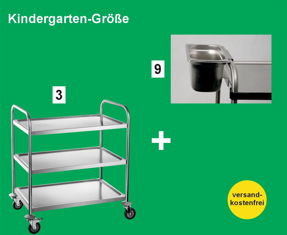 Servierwagen aus Edelstahl Kindergartengröße