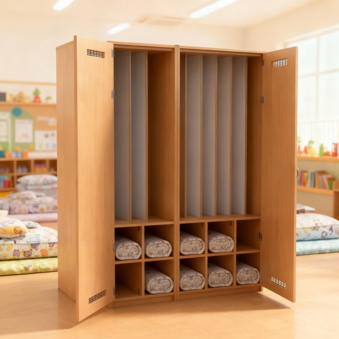 Liegepolsterschrank mit Bettzeugfächern unten, Ambientebild