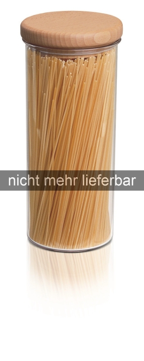 AUSVERKAUFT Abverkauf:  Scandic von EMSA - Vorratsdose mit Holzdeckel, rund, 1,5 Liter, transp. / buche