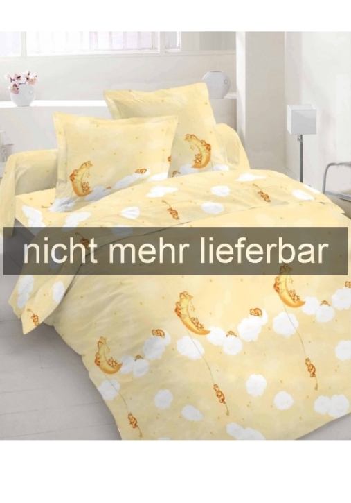 Abverkauf: Bettwäsche "Mondbär beige", 100 % Baumwolle, Garnitur 40x40 + 75x100 cm, Hotelverschluss