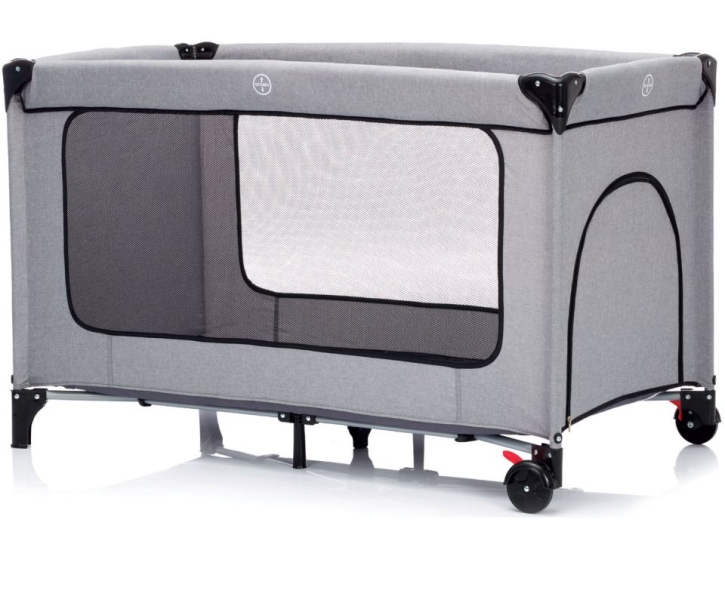Reisebett mit Durchschlupf und Rollen, hellgrau, Liegefläche 60x120 cm, inkl. Tasche