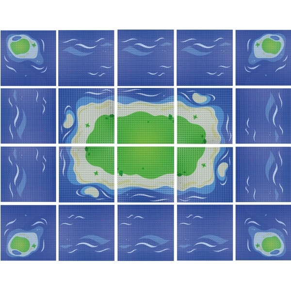 Klemmbaustein-Set Bauplatten 32x32 Noppen 20 Stück Insel