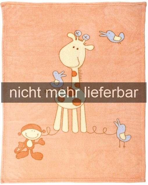 AUSVERKAUFT Kuscheldecke 75 x 100 cm, Motiv "Giraffe apricot", 60 Grad waschbar, trocknergeeignet
