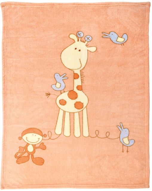 Kuscheldecke 75 x 100 cm, Motiv "Giraffe apricot", 60 Grad waschbar, trocknergeeignet