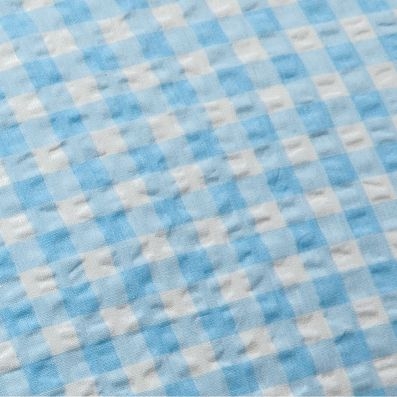 Bettwäsche aus bügelfreiem Seersucker, "Karo blau" (Ausführung wählen)