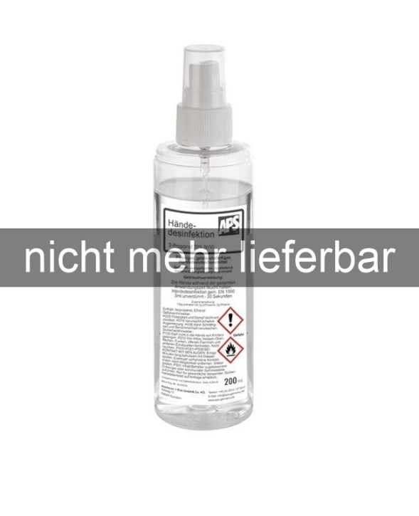 AUSVERKAUFT Desinfektionsmittel für Hände, 0,2 Liter, Flasche mit Sprühaufsatz und Schutzkappe
