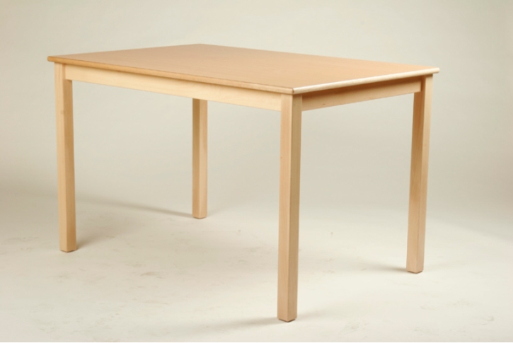 Rechteck-Tisch 80 x 60 cm, Tischplatte aus HPL Buche natur (Tischhöhe 42 - 76 cm)