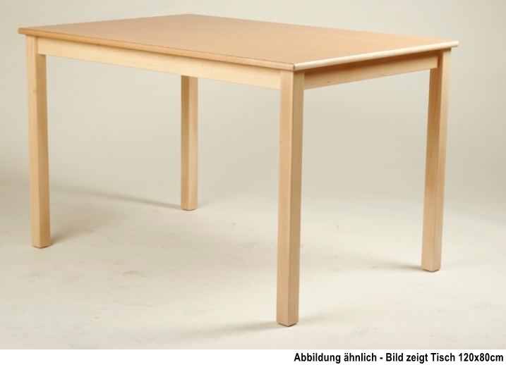 Rechteck-Tisch 140 x 70 cm, Tischplatte aus HPL Buche natur (Tischhöhe 42 - 76 cm)