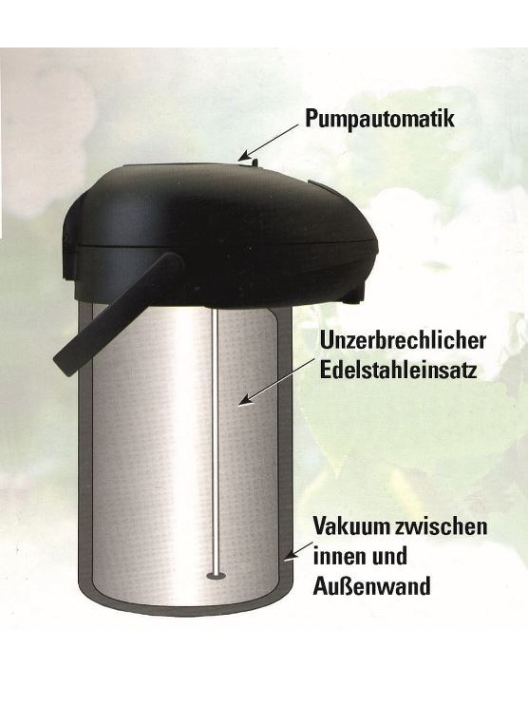 Thermo-Pumpkanne ohne Glaseinsatz, 4,00 Liter, Höhe 40 cm, Edelstahl