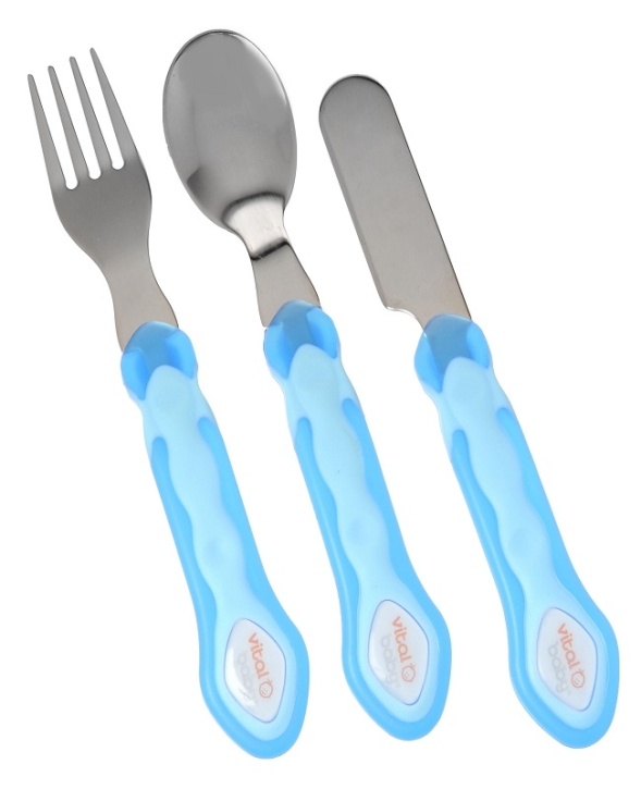Besteckset (Messer, Gabel, Löffel), Farbe blau