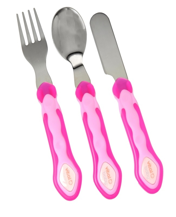 Besteckset (Messer, Gabel, Löffel), Farbe pink