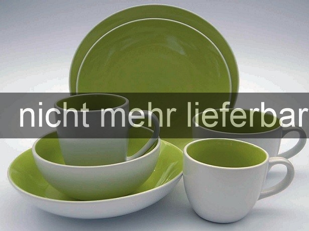 AUSVERKAUFT Porzellan außen weiß / innen grün - Dessertteller Ø 21 cm (Setpreis 6 Stück)