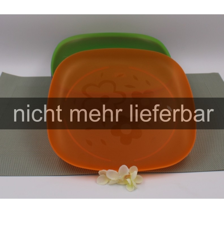 AUSVERKAUFT Teller mit Blumengravur orange