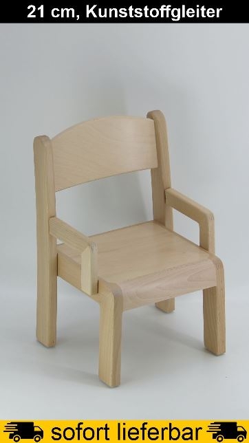 Stuhl ERIC mit Armlehnen Typ 1, Sitzhöhe 21 cm, Kunststoffgleiter