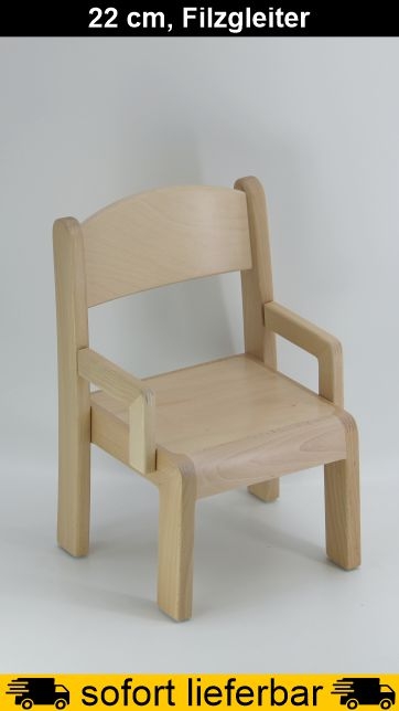Stuhl ERIC mit Armlehnen Typ 1, Sitzhöhe 22 cm, Filzgleiter