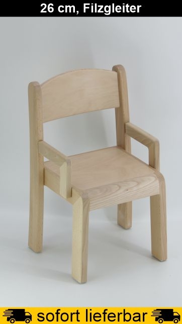 Stuhl ERIC mit Armlehnen Typ 1, Sitzhöhe 26 cm, Filzgleiter