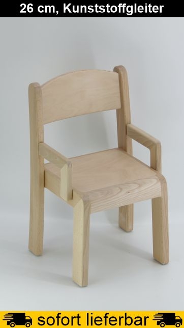 Stuhl ERIC mit Armlehnen Typ 1, Sitzhöhe 26 cm, Kunststoffgleiter