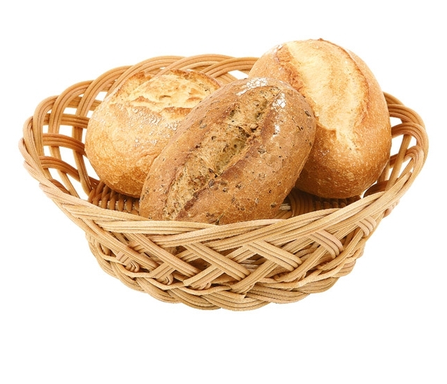 Brot- und Obstkorb aus Polypropylen-Rattan, stapelbar, rund, Ø 23 x Höhe 7 cm