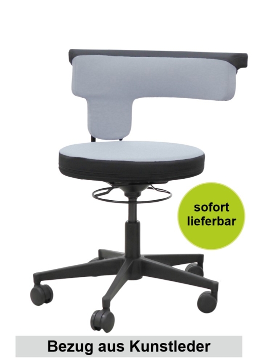 Heavy Sit, Sitzhöhe 40-50 cm, Hartbodenrollen, Bezug Kunstleder 447-447 schwarz-schwarz