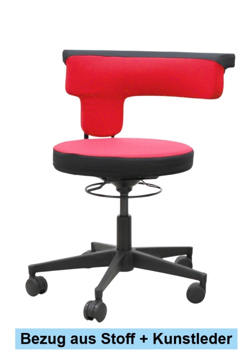 Heavy Sit, Sitzhöhe 40-50 cm, Hartbodenrollen, Bezug Stoff-Kunstleder 901-447 gelb-schwarz