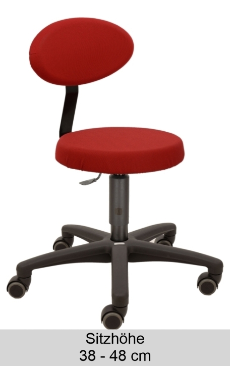 Erzieherstuhl LeitnerFAN Sitzhöhe 38-48 cm, Bezug Farbe 21 rot