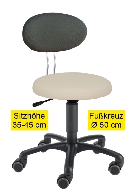 Erzieherstuhl LeitnerTwist Kiga mit Sattelsitz, Sitzhöhe 35-45 cm, Ø Fußkreuz 50 cm, 11 weiss
