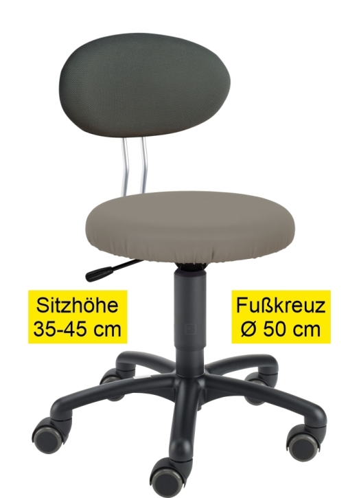 Erzieherstuhl LeitnerTwist Kiga mit Sattelsitz, Sitzhöhe 35-45 cm, Ø Fußkreuz 50 cm, 13 grau