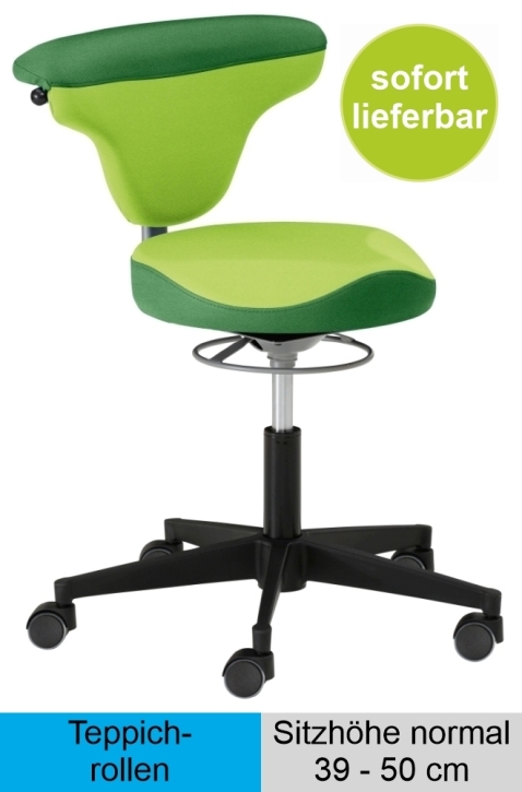 Torro-Sit mit Vitalsitz, Sitzhöhe 39-50 cm, Teppich-Rollen, Stoff hellgrün - Stoff grün