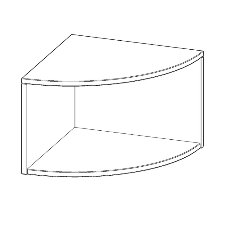 Außenecke Aufsatzregal, 1 Ordnerhöhe - B/H/T: 60x36x60 cm