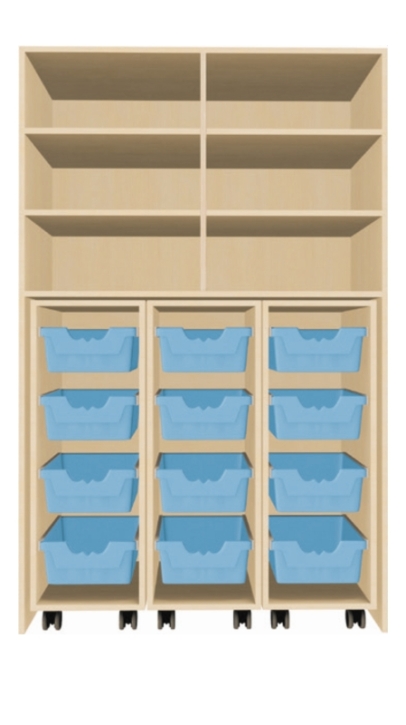 Garagenschrank mit Türen inkl. 3 fahrbaren Containern, B/H/T: 120 x 190 x 60 cm