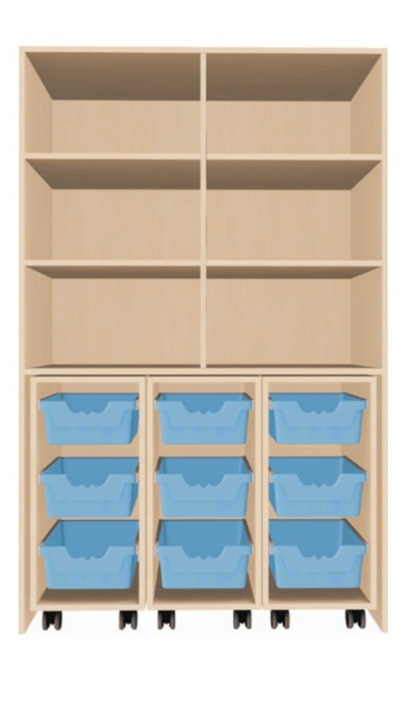 Garagenschrank mit Türen inkl. 3 fahrbaren Containern, B/H/T: 120 x 190 x 60 cm