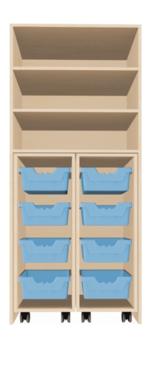 Garagenschrank mit Türen inkl. 2 fahrbaren Containern, B/H/T: 80 x 190 x 60 cm