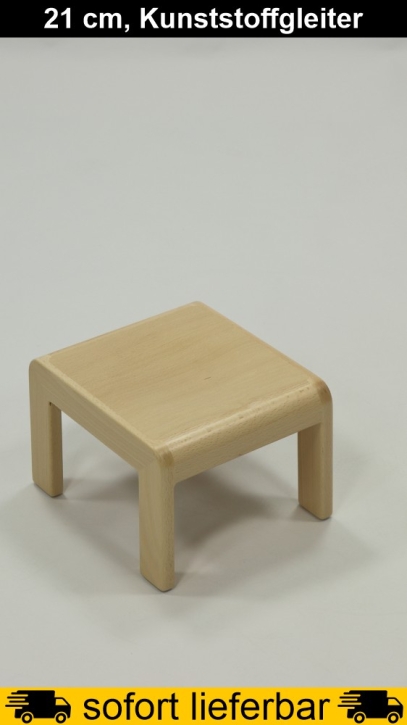 Hocker ERIC, Buche massiv, Sitzhöhe 21 cm, Kunststoffgleiter