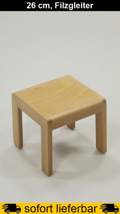 Hocker ERIC, Buche massiv, Sitzhöhe 26 cm, Filzgleiter