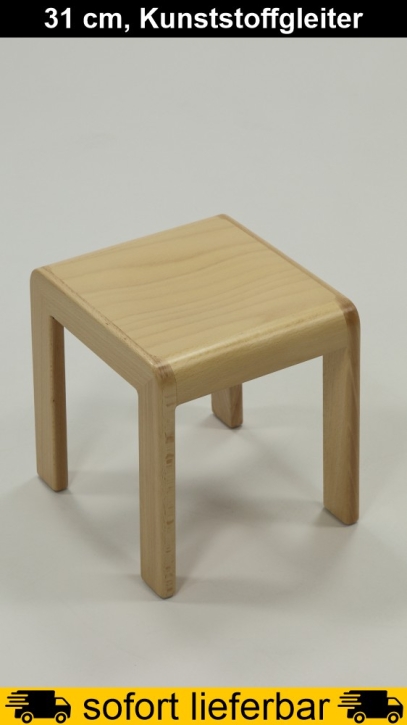 Hocker ERIC, Buche massiv, Sitzhöhe 31 cm, Kunststoffgleiter