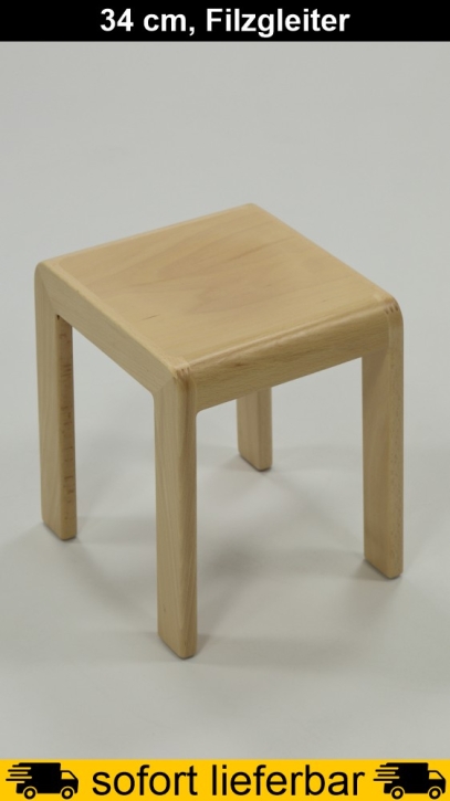 Hocker ERIC, Buche massiv, Sitzhöhe 34 cm, Filzgleiter