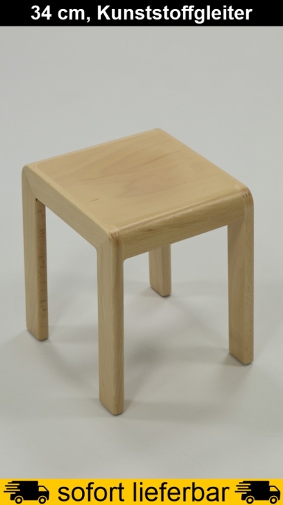 Hocker ERIC, Buche massiv, Sitzhöhe 34 cm, Kunststoffgleiter