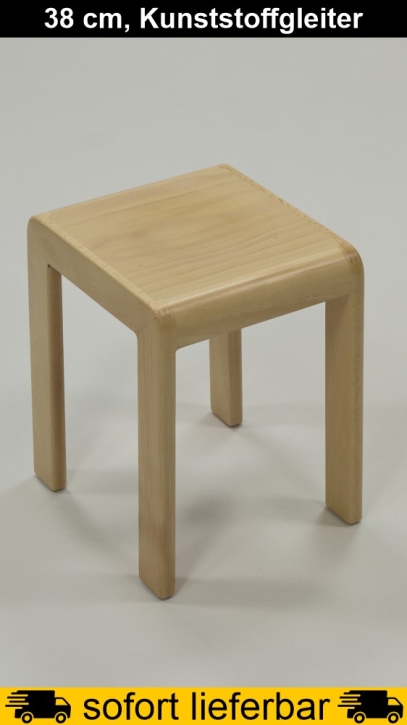 Hocker ERIC, Buche massiv, Sitzhöhe 38 cm, Kunststoffgleiter