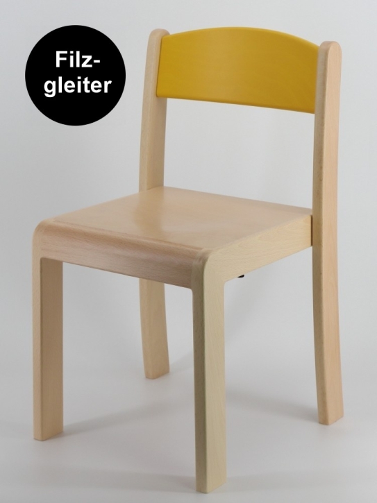 Stuhl ERIC mit gelber Rückenlehne, Sitzhöhe 35 cm, Filzgleiter