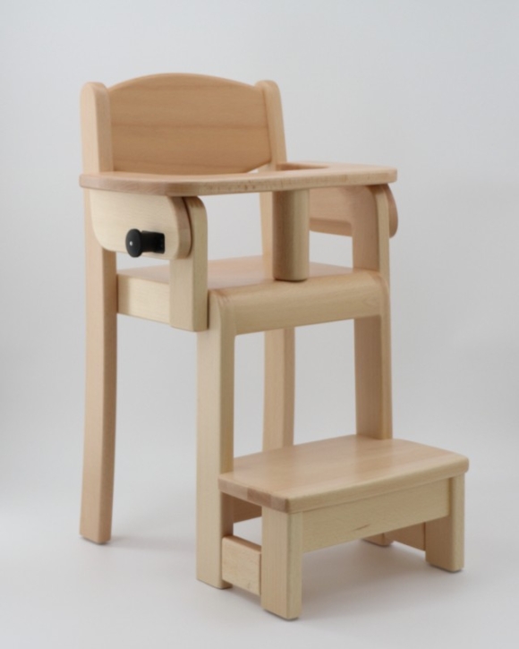 Krippenstuhl mit integrierter Fußbank für Tischhöhe 58 / 59 cm, simulierte Sitzhöhe 21 cm, Kunststoffgleiter, inklusive Aufsteckbügel