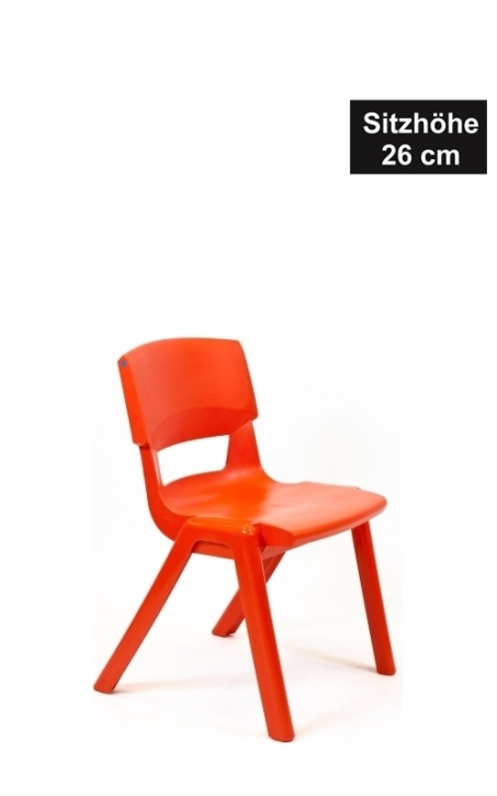 POSTURA+ Kunststoffstuhl - Sitzhöhe 26 cm, MOHNROT