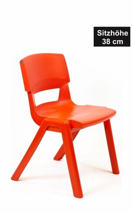 POSTURA+ Kunststoffstuhl - Sitzhöhe 38 cm, MOHNROT