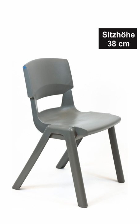 POSTURA+ Kunststoffstuhl - Sitzhöhe 38 cm, EISENGRAU