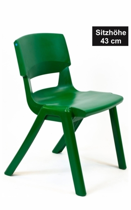 POSTURA+ Kunststoffstuhl - Sitzhöhe 43 cm, WALDGRUEN