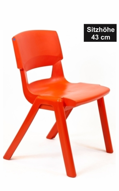 POSTURA+ Kunststoffstuhl - Sitzhöhe 43 cm, MOHNROT